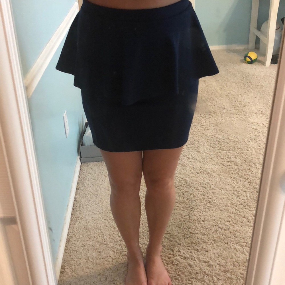 Navy Peplum Skirt